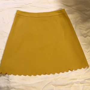 Mustard Yellow Banana Republic Scallop Hem Skirt